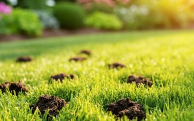 close up of grass after aeration work completed