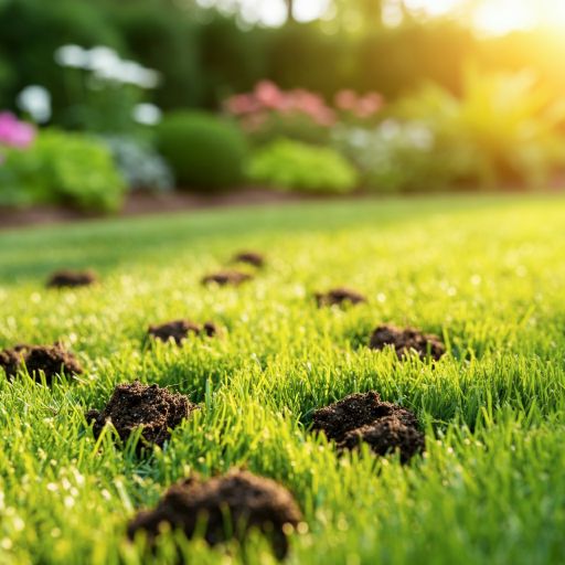 aerated lawn close up of grass after aeration work completed