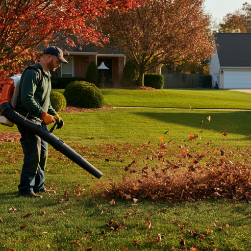 man working on leaf removal project